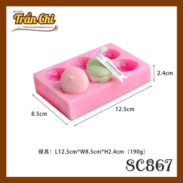 Khuôn silicone hình Bánh MACARON 6c LỚN (SC867)