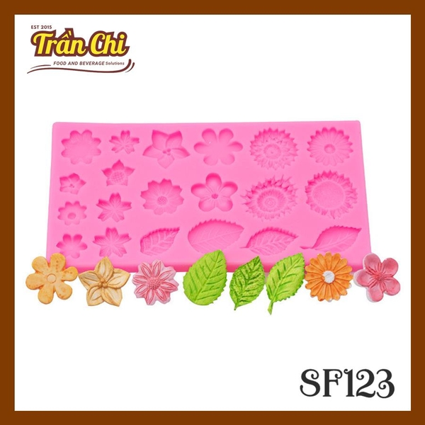 Khuôn silicone HOA, LÁ đủ loại 20c chữ nhật (SF123)
