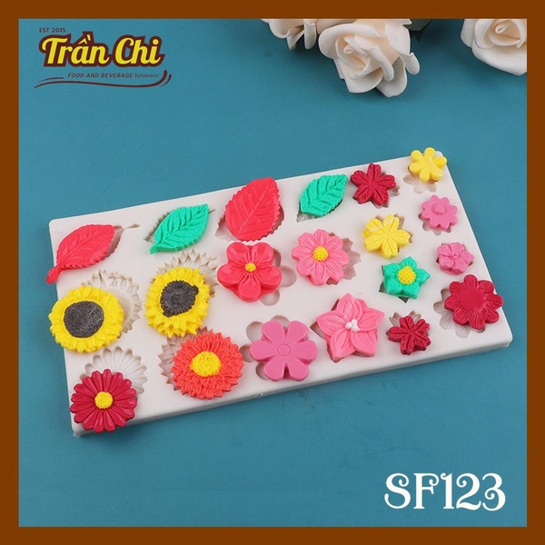 Khuôn silicone HOA, LÁ đủ loại 20c chữ nhật (SF123)