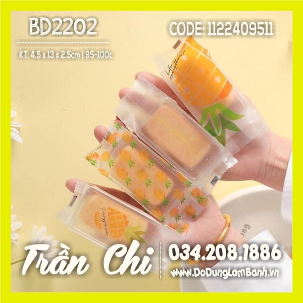 BD2202 - Túi ép BÁNH DỨA nền TRONG mix 4 mẫu Trái Dứa  - Xấp 95-100c (1/10)