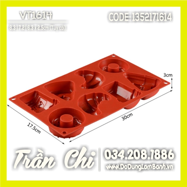 Khuôn silicone vỉ Donut, Sừng bò, bánh... 8c (VT1614)