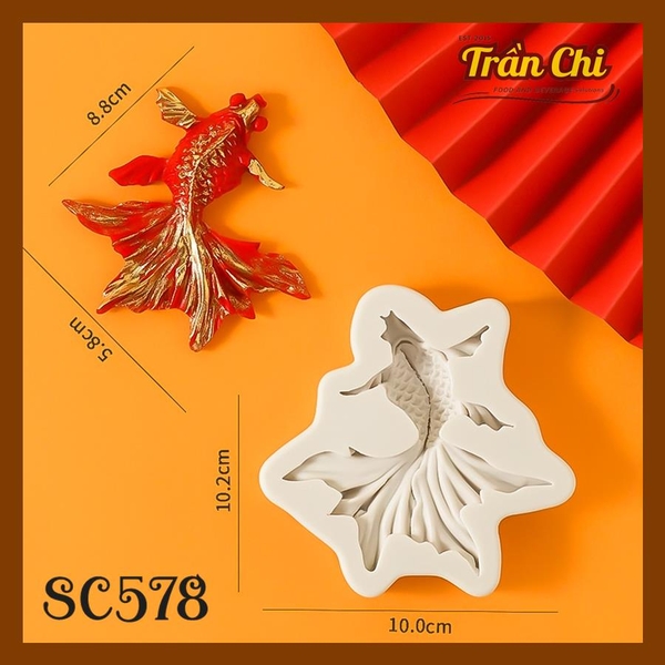Khuôn silicone CÁ 3 đuôi xòe MẮT NHỎ (SC578)