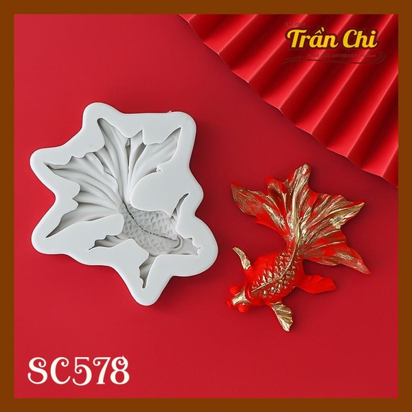 Khuôn silicone CÁ 3 đuôi xòe MẮT NHỎ (SC578)