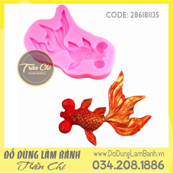 SC370 - Khuôn silicone CÁ 3 đuôi xòe mắt LỚN TRÒN (2/4)