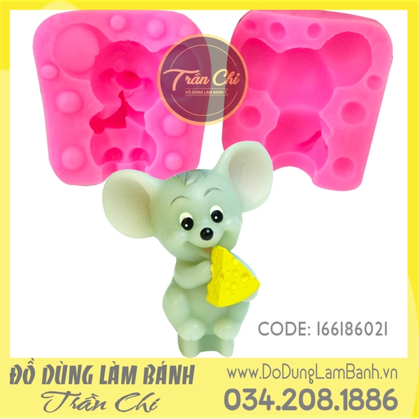Khuôn silicone Chuột gặm phô mai 3D