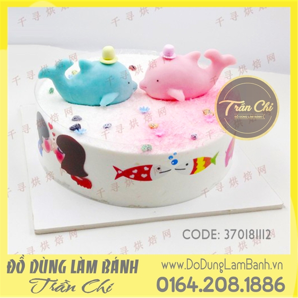 Khuôn silicone Cá heo đội nón 3D