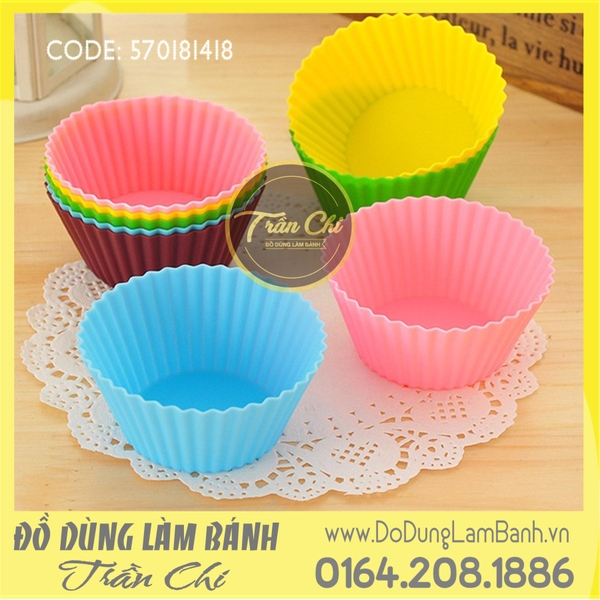 Set 10 khuôn silicone cupcake TRÒN 7cm