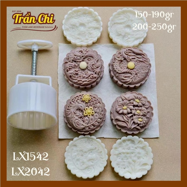 Khuôn ấn trung thu lò xo 200-250gr 04 mặt LONG PHỤNG, Hoa (LX2042)