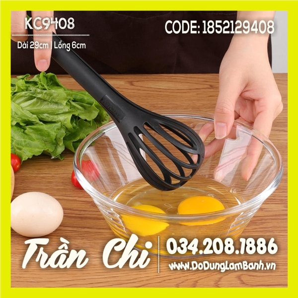Dụng cụ đánh trứng, gắp trứng đa năng 1 MÀU 29cm (MÀU NGẪU NHIÊN) (KC9408)