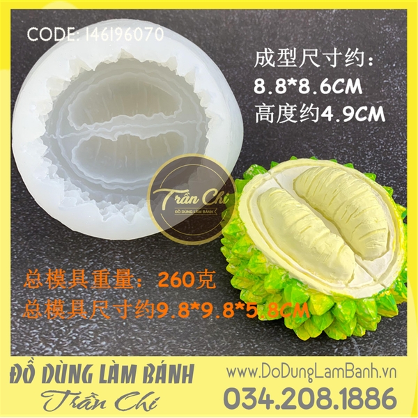 Khuôn silicone Trái Sầu Riêng tách vỏ 10cm - White