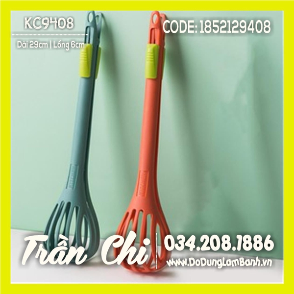 Dụng cụ đánh trứng, gắp trứng đa năng 1 MÀU 29cm (MÀU NGẪU NHIÊN) (KC9408)