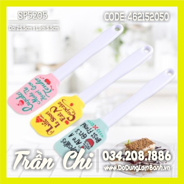 Cây phới vét SPATULA silicone KUTE CHỮ cán nhựa - 25.5cm (MÀU NGẪU NHIÊN) (SP5205)