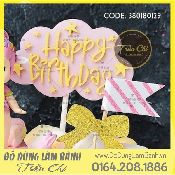 Khuôn silicone chữ Happy Birthday sao hình mây