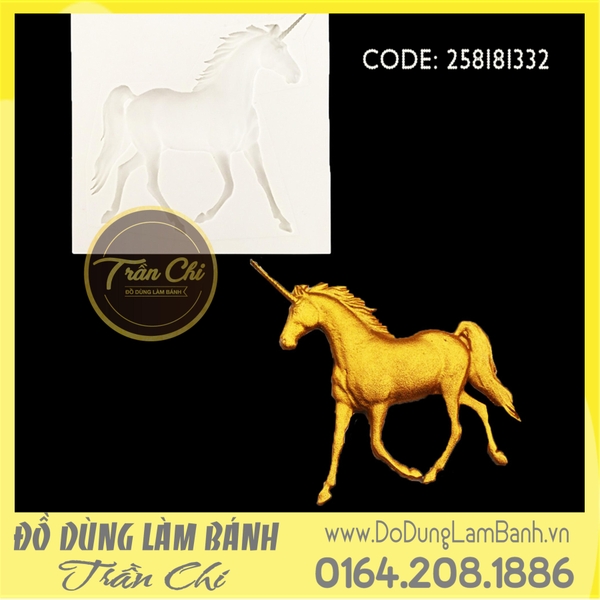 Khuôn silicone Ngựa Unicorn nhí - Xám