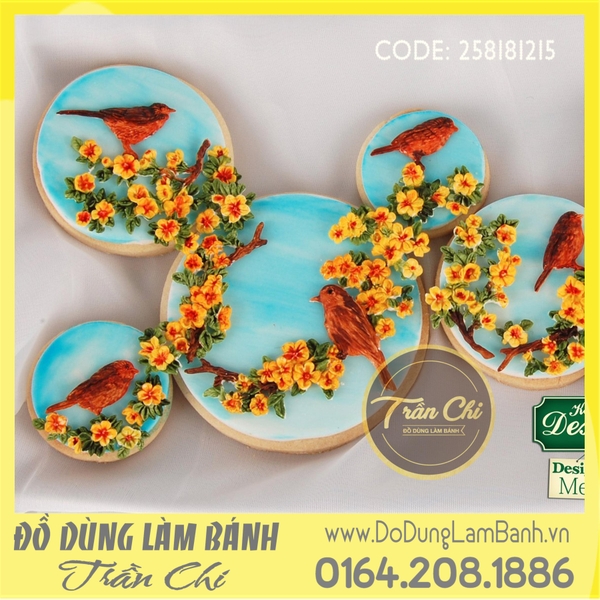 Khuôn silicone Hoa lá và chim - Xám (AF3384)