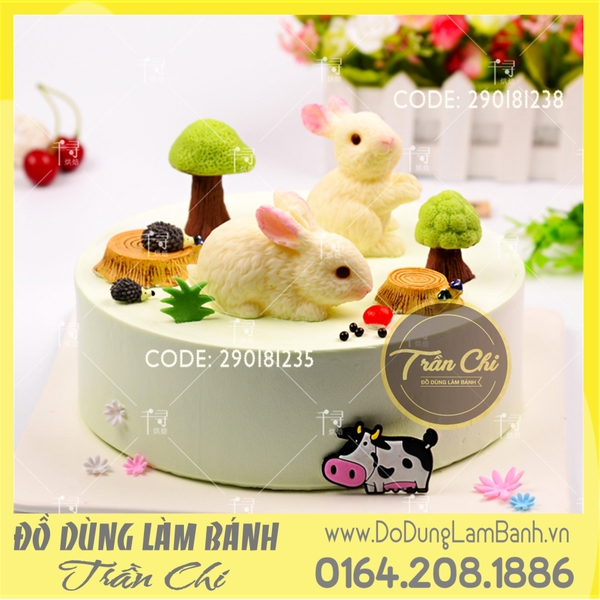 Khuôn silicone Thỏ ngọc đứng (2 mảnh)