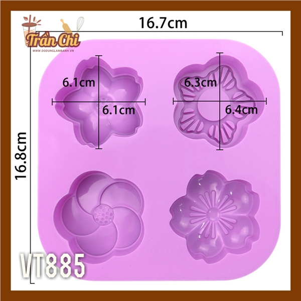 VT885 - Khuôn silicone vỉ Hoa Mai, Đào SAKURA 4c NEW (27/11)