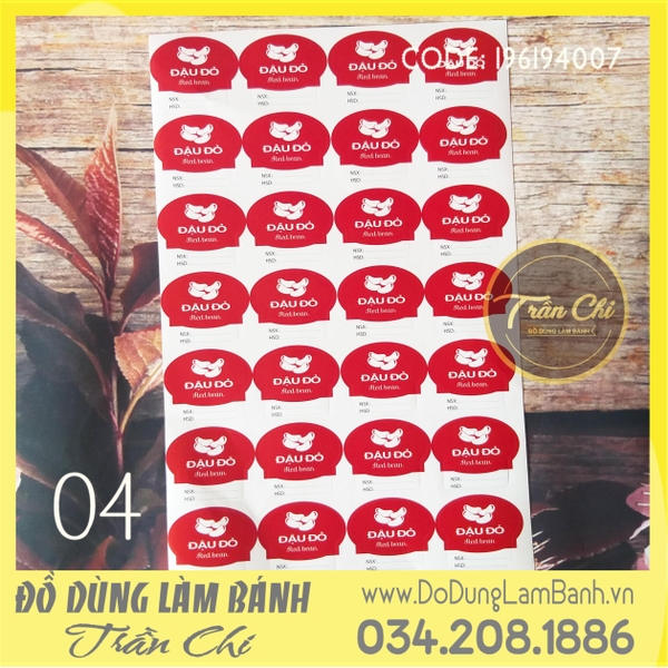 Tem trung thu NẤM - Đậu đỏ - Kiểu 4 (Xấp 2t x 28c)