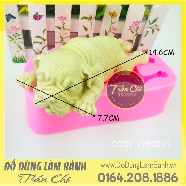 Khuôn silicone Chó Shar Pei nằm lớn - White