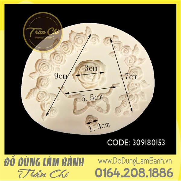 Khuôn silicone Vòng hoa lá nơ - Xám