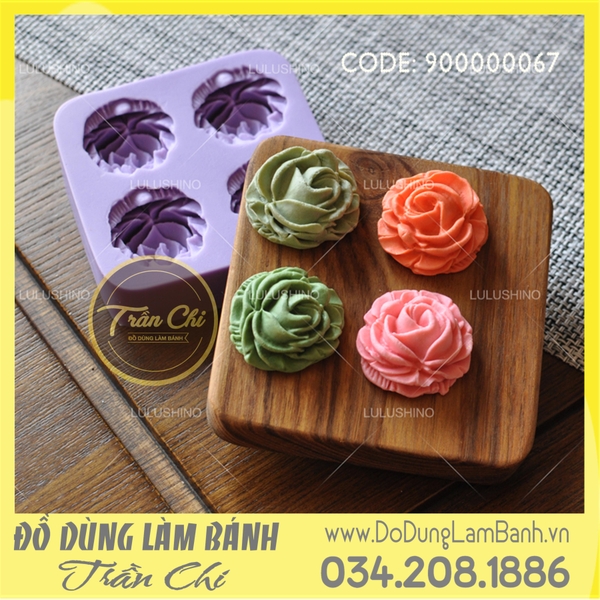 Khuôn silicone hoa Hồng nằm nghiêng 4c