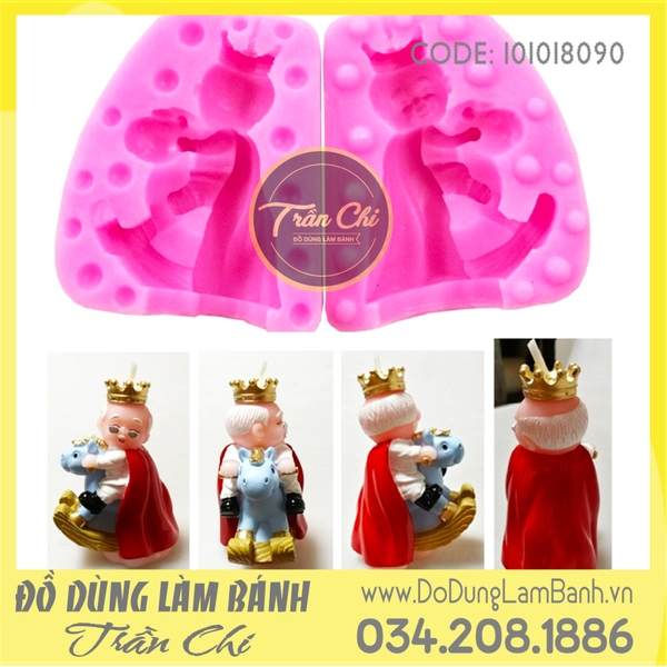 Khuôn silicone Vua già cưỡi ngựa gỗ (2 mảnh)