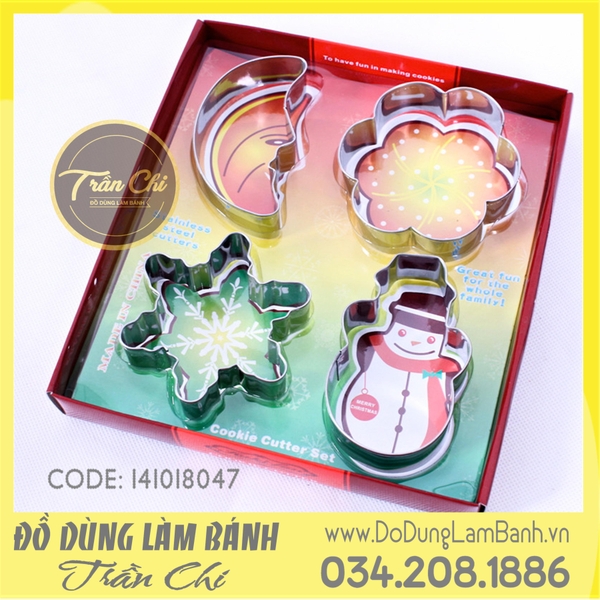 Set cookie Xmas: Trăng, hoa, hoa tuyết, người tuyết