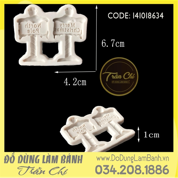 Khuôn silicone Bảng chữ Merry Christmas, North Pole (KS1456)