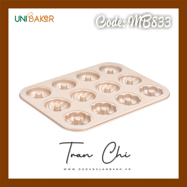 MB833 - Khuôn nướng DONUT Tròn, Xoắn, Hoa UNIBAKER - GOLD (6/12)