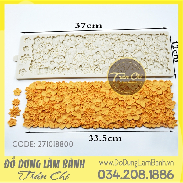 Khuôn silicone Viền thành hoa dại - Xám (BEST)