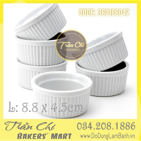Khuôn RAMEKIN sứ trắng - Size LỚN (8.8x4.5cm)