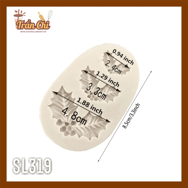 SL319 - Khuôn silicone Nhành lá Trạng Nguyên lớn, nhỏ 3c (3/11)