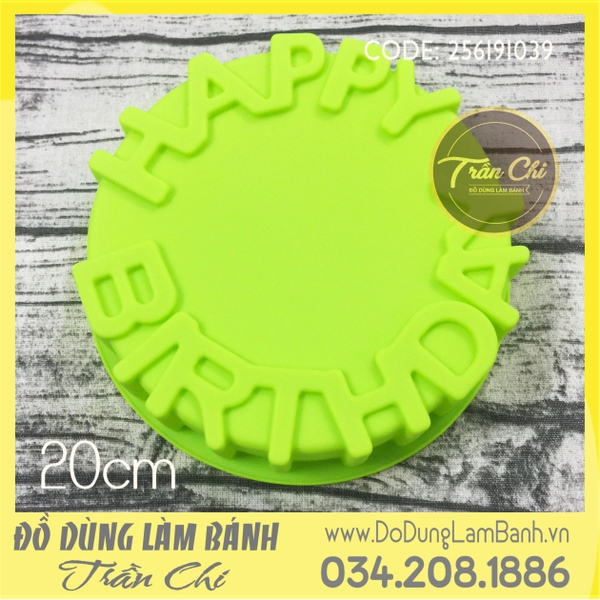 Khuôn silicone tròn Happy Birthday 20cm - LỚN