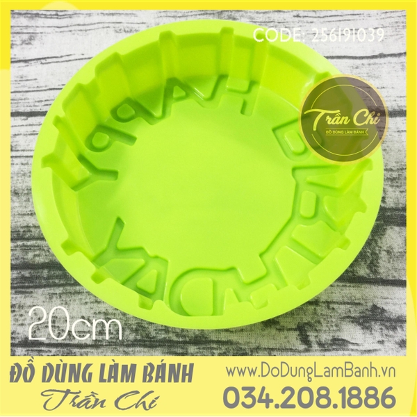 Khuôn silicone tròn Happy Birthday 20cm - LỚN