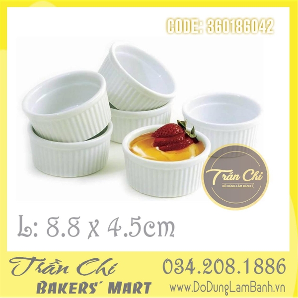 Khuôn RAMEKIN sứ trắng - Size LỚN (8.8x4.5cm)