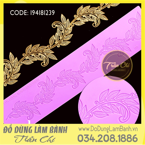 Khuôn silicone Fondant lace Dây lá uốn lượn (Style 8)