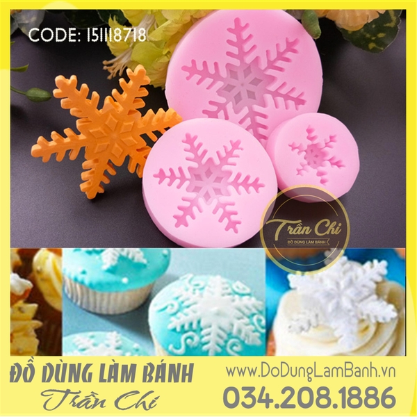 Set 3 khuôn silicone hoa tuyết lớn nhỏ