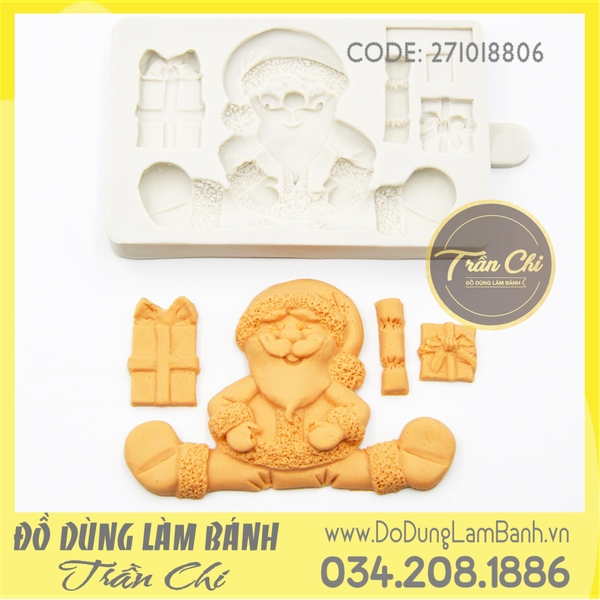 Khuôn silicone Ông Noel ngồi - Xám (BEST)