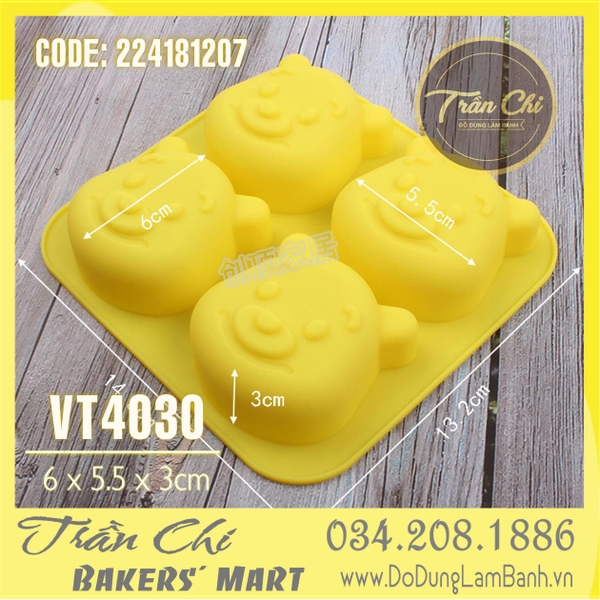 Khuôn silicone vỉ Gấu POOH 4c trung (VT4030)