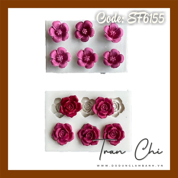 SF6155 - Khuôn silicone hoa Mai, Đào nhỏ 6c (20/11)
