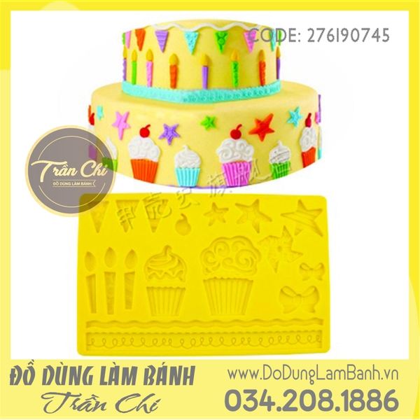 Khuôn silicone Viền thành nến, cupcake, chong chóng, ngôi sao
