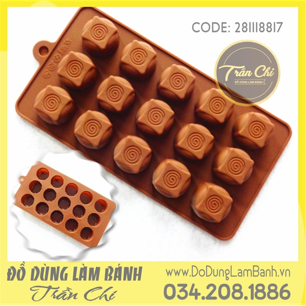 Khuôn silicone vỉ Tròn vuông mặt xoắn ốc 15c
