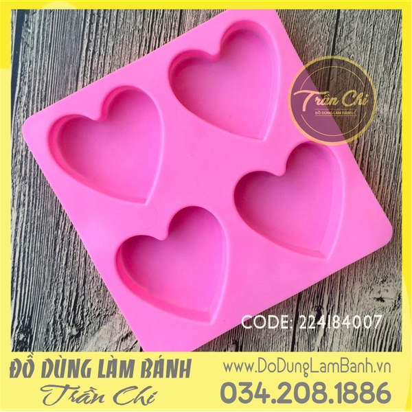 Khuôn silicone vỉ Trái tim 4c vuông