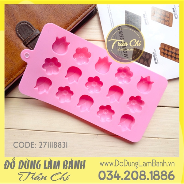 Khuôn silicone vỉ hoa Tulip, Sakura 15c nhỏ (VN1011)