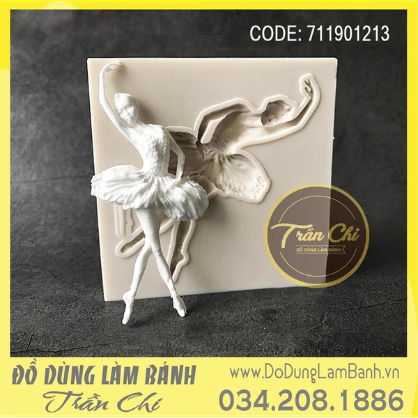 Khuôn silicone Cô gái múa ba lê VUÔNG - Xám