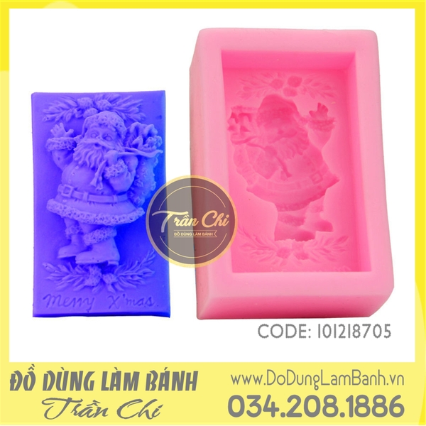Khuôn silicone Ông già Noel đeo túi quà
