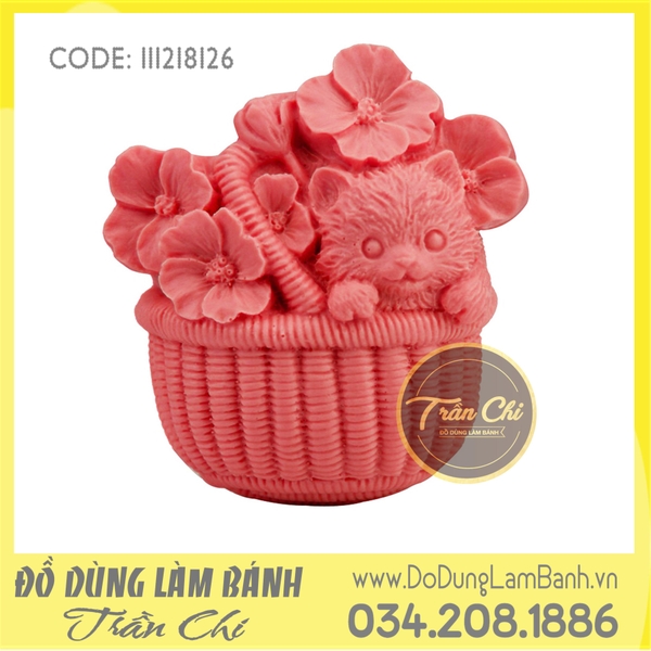 Khuôn silicone Giỏ hoa mèo con