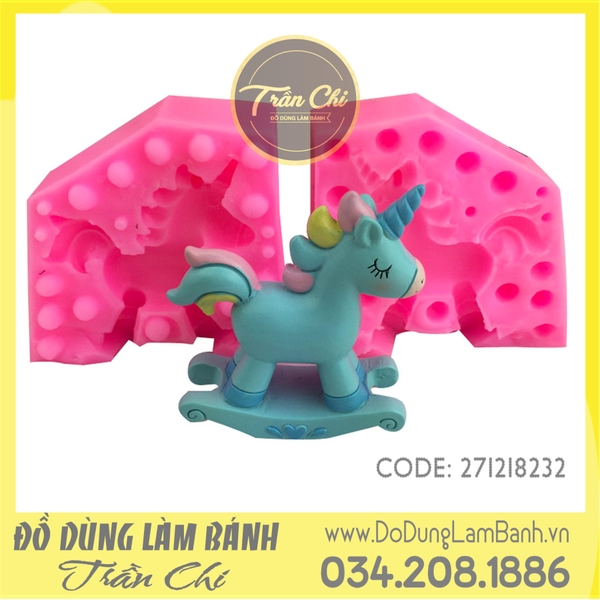 Khuôn silicone Ngựa Unicorn bập bênh (2 mảnh)