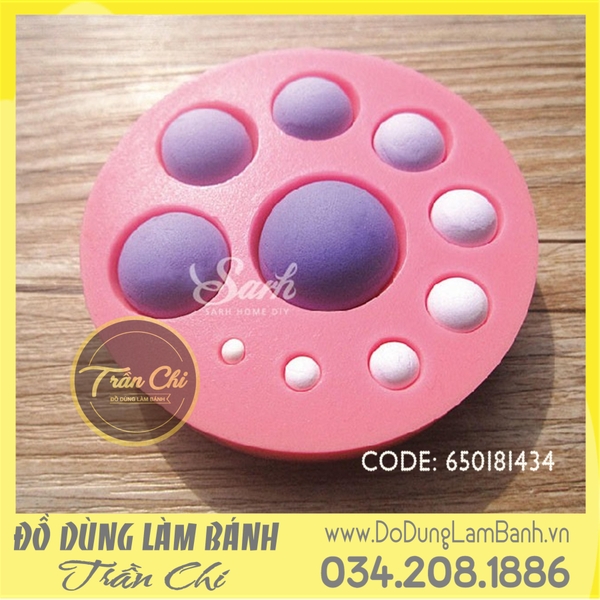 Khuôn silicone Bán cầu lớn nhỏ 10c vỉ tròn