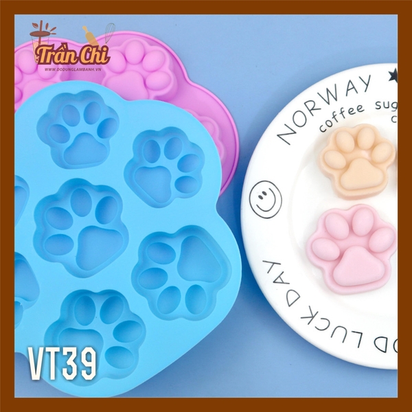 VT39 - Khuôn silicone vỉ Bàn chân MÈO 7c LOẠI MỎNG (13/6)